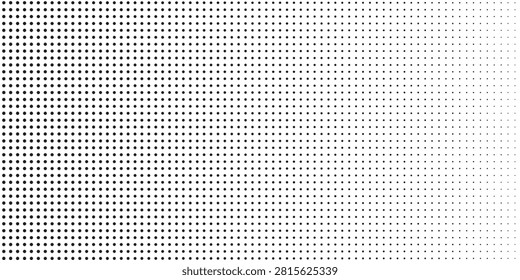 Monochrome halftone dot gradient creating a retro pop art feel and abstract graphic texture. Clean black-and-white pattern suitable for backgrounds, design overlays, print, and modern minimalist compositions.