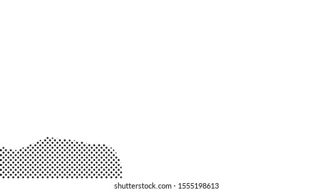Monochrome halftone dots background. Curved gradient texture or pattern. Vertical gradient dots. Pop art texture, black and white. Vector illustration.
