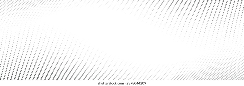 Monochrome halftone dots wavy pattern background. Black and white abstract background with wavy dotted pattern. Halftone effect