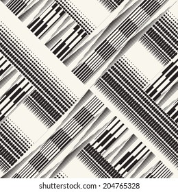 Monochrome Halftone Effect Textured Broken Geometric Pattern