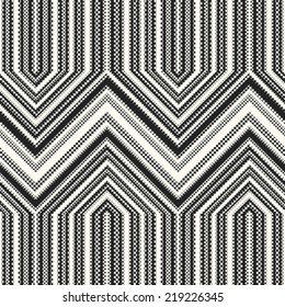 Monochrome Halftone Effect Textured Chevron Pattern