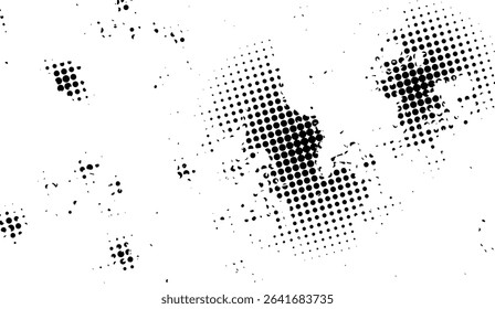 Monochrome Halftone Grunge Texture Background with Dotted Pattern for Modern Design Projects and Retro Style Effects in Black and White Color Scheme