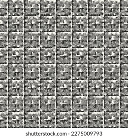 Monochrome Halftone Mesh Textured Checked Pattern