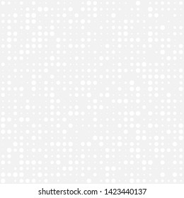 Monochrome halftone pattern. Abstract seamless texture with different sizes of white dots. Vector illustration.