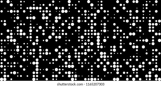 Monochrome Halftone Pattern. Abstract Texture with Different Sizes Black Dots on White Fond for Print, Paper, Card. Vintage Digital Black and White Background. Vector Texture.