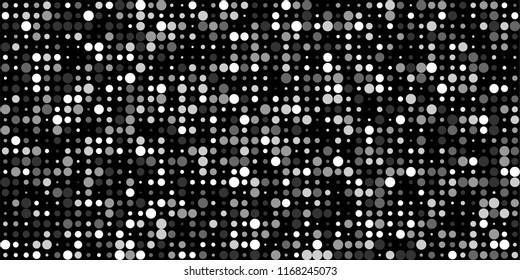Monochrome Halftone Pattern. Abstract Texture with Different Sizes Black Dots on White Fond for Web or Mobile Application. Retro Digital Black and White Background. Vector Texture.