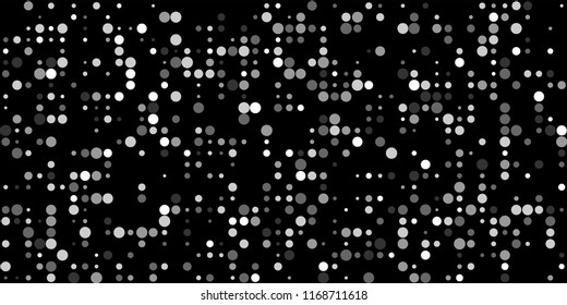 Monochrome Halftone Pattern. Abstract Texture with Different Sizes Black Dots on White Fond for Banner, Paper, Fabric. Trendy Digital Black and White Background. Vector Texture.