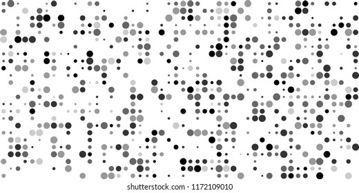 Monochrome Halftone Pattern. Abstract Texture with Different Sizes Black Dots on White Fond for Banner, Flyer, Mobile Application. Modern Digital Black and White Background. Vector Texture.