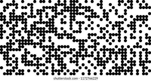 Monochrome Halftone Pattern. Abstract Texture with Different Sizes Black Dots on White Fond for Web or Mobile Application. Trendy Digital Black and White Background. Vector Texture.