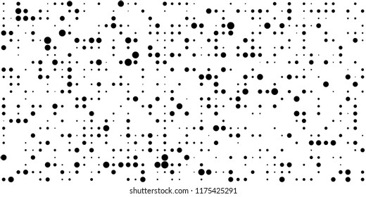 Monochrome Halftone Pattern. Abstract Texture with Different Sizes Black Dots on White Fond for Web or Mobile Application. Trendy Digital Black and White Background. Vector Texture.
