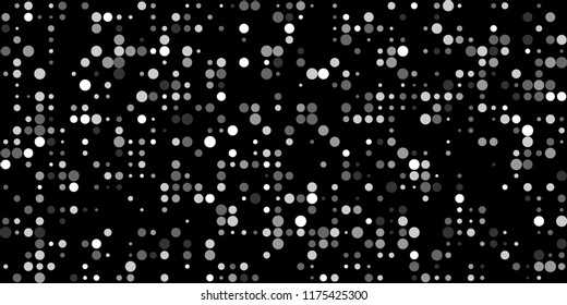 Monochrome Halftone Pattern. Abstract Texture with Different Sizes Black Dots on White Fond for Banner, Flyer, Mobile Application. Trendy Digital Black and White Background. Vector Texture.