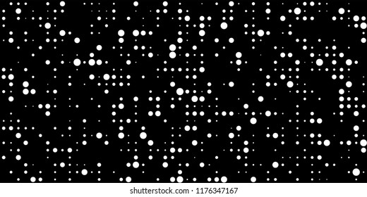 Monochrome Halftone Pattern. Abstract Texture with Different Sizes Black Dots on White Fond for Banner, Flyer, Mobile Application. Vintage Digital Black and White Background. Vector Texture.