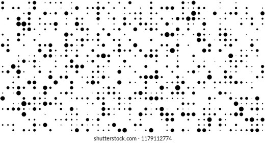 Monochrome Halftone Pattern. Abstract Texture with Different Sizes Black Dots on White Fond for Web or Mobile Application. Retro Digital Black and White Background. Vector Texture.