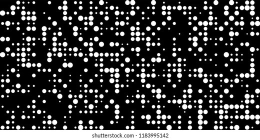 Monochrome Halftone Pattern. Abstract Texture with Different Sizes Black Dots on White Fond for Web or Mobile Application. Retro Digital Black and White Background. Vector Texture.