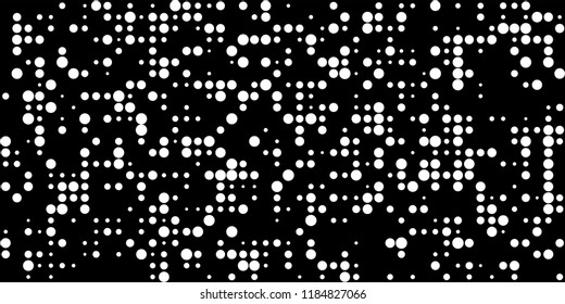 Monochrome Halftone Pattern. Abstract Texture with Different Sizes Black Dots on White Fond for Banner, Flyer, Mobile Application. Modern Digital Black and White Background. Vector Texture.