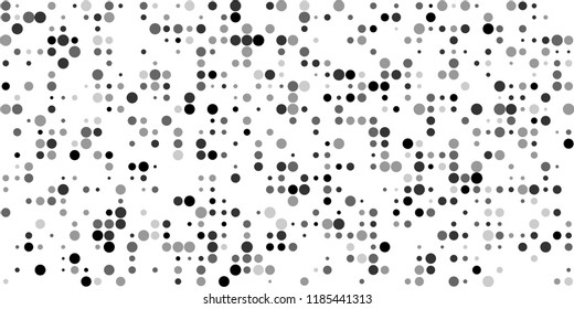 Monochrome Halftone Pattern. Abstract Texture with Different Sizes Black Dots on White Fond for Print, Paper, Card. Vintage Digital Black and White Background. Vector Texture.