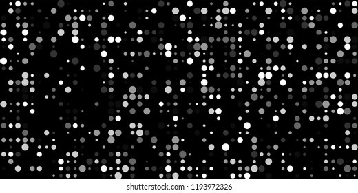 Monochrome Halftone Pattern. Abstract Texture with Different Sizes Black Dots on White Fond for Banner, Paper, Fabric. Vintage Digital Black and White Background. Vector Texture.
