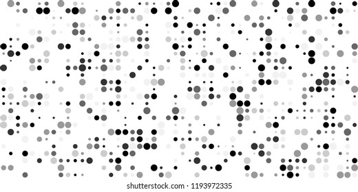 Monochrome Halftone Pattern. Abstract Texture with Different Sizes Black Dots on White Fond for Banner, Flyer, Mobile Application. Modern Digital Black and White Background. Vector Texture.