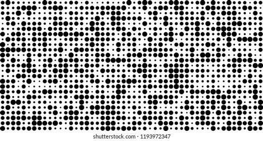 Monochrome Halftone Pattern. Abstract Texture with Different Sizes Black Dots on White Fond for Web or Mobile Application. Vintage Digital Black and White Background. Vector Texture.