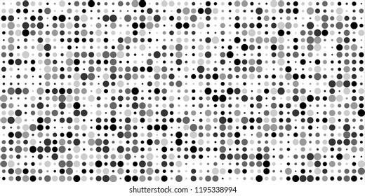 Monochrome Halftone Pattern. Abstract Texture with Different Sizes Black Dots on White Fond for Print, Paper, Card. Vintage Digital Black and White Background. Vector Texture.