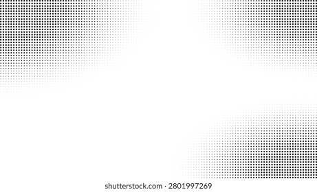 The a monochrome halftone pattern consisting of small black dots arranged in diagonal lines against a white background. The dots vary in density, creating a gradient-like effect that transitions from lighter to darker areas along the diagonal axis. The pattern is seamless and appears to be a vector-based use as a background texture or in various print and digital applications.