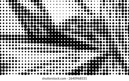 Monochrome Halftone Pattern: A Dynamic Black and White Design with Circular Dots Creating a Textured Abstract Visual for Backgrounds and Modern Designs