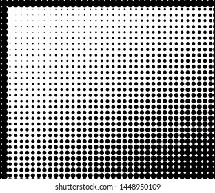 Monochrome halftone pattern. Grunge dotted panel with circles, dots, point. Design element for web banners, posters, cards, wallpapers, sites. Black and white color