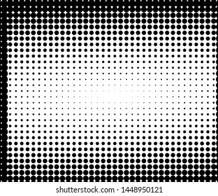 Monochrome halftone pattern. Grunge dotted panel with circles, dots, point. Design element for web banners, posters, cards, wallpapers, sites. Black and white color