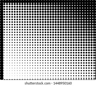 Monochrome halftone pattern. Grunge dotted panel with circles, dots, point. Design element for web banners, posters, cards, wallpapers, sites. Black and white color