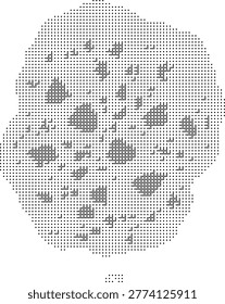 A monochrome halftone portrait using pixelated retro dotted dither technique ideal for vintage graphic illustration minimalist poster design and dotmatrix pattern art featuring a halftoned face in vector retrostyle