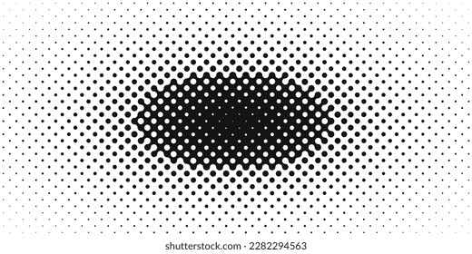 Monochrome Halftone Raster Ellipse Banner with Space for Text. Abstract Geometric Vector Halftone Background.