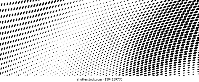 Monochrome halftone texture. Abstract waves of dots on a white background