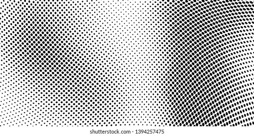 Monochrome halftone texture. Abstract waves of dots on a white background