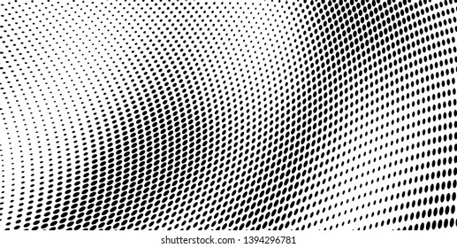 Monochrome halftone texture. Abstract waves of dots on a white background