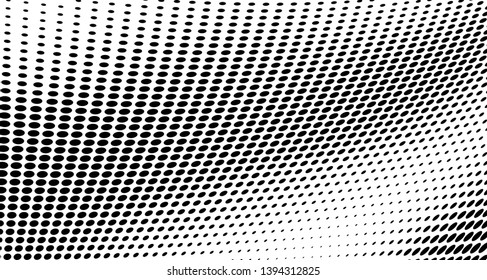 Monochrome halftone texture. Abstract waves of dots on a white background