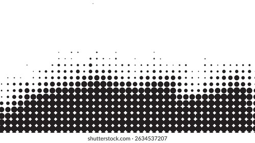Monochrome Halftone Texture: Graphic Dots in Black and White Gradients for Abstract Backgrounds and Retro Design Elements, Modern Vector Illustration