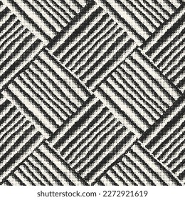 Monochrome Halftone Textured Checked Pattern