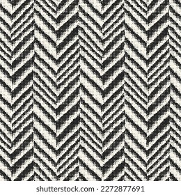 Monochrome Halftone Textured Herringbone Pattern