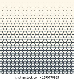 Monochrome halftone vector gradient with crosses texture. Vector illustration background