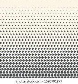 Monochrome halftone vector gradient with triangular texture. Vector pattern with triangles on white background. 