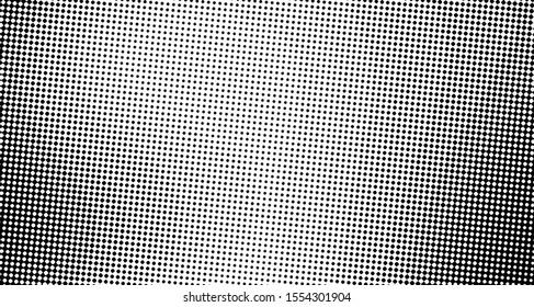 Monochrome halftone wave background. Curved gradient texture or pattern. Vertical gradient dots. Pop art texture. Vector illustration.