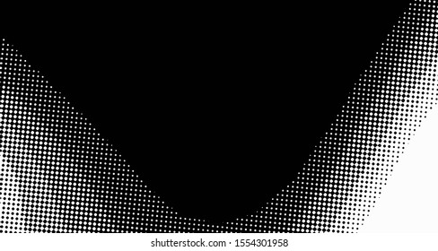 Monochrome halftone wave background. Curved gradient texture or pattern. Vertical gradient dots. Pop art texture. Vector illustration.