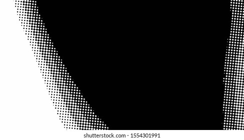 Monochrome halftone wave background. Curved gradient texture or pattern. Vertical gradient dots. Pop art texture. Vector illustration.
