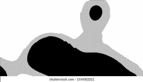 Monochrome halftone wave background. Curved gradient texture or pattern. Vertical gradient dots. Pop art texture. Vector illustration.