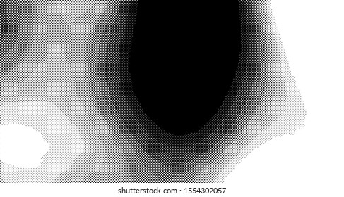 Monochrome halftone wave background. Curved gradient texture or pattern. Vertical gradient dots. Pop art texture. Vector illustration.
