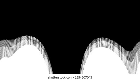 
Monochrome halftone wave background. Curved gradient texture or pattern. Vertical gradient dots. Pop art texture. Vector illustration.