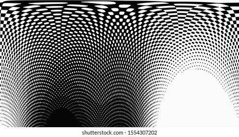 
Monochrome halftone wave background. Curved gradient texture or pattern. Vertical gradient dots. Pop art texture. Vector illustration.