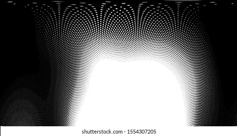 
Monochrome halftone wave background. Curved gradient texture or pattern. Vertical gradient dots. Pop art texture. Vector illustration.