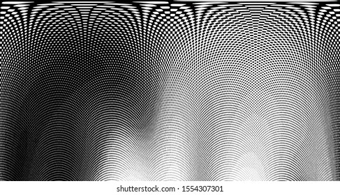 
Monochrome halftone wave background. Curved gradient texture or pattern. Vertical gradient dots. Pop art texture. Vector illustration.