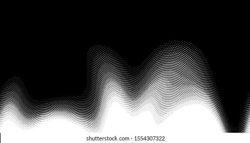
Monochrome halftone wave background. Curved gradient texture or pattern. Vertical gradient dots. Pop art texture. Vector illustration.